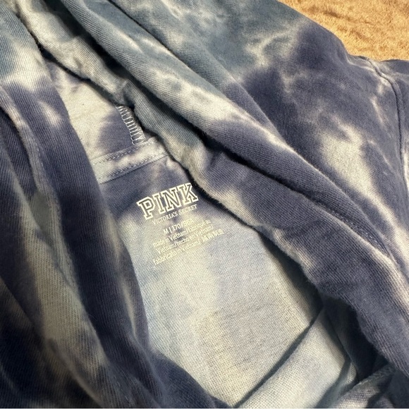 Victoria’s Secret PINK Tie-Dye Hoodie Blue Gray Long Sleeve Women’s Size M - Picture 5 of 9